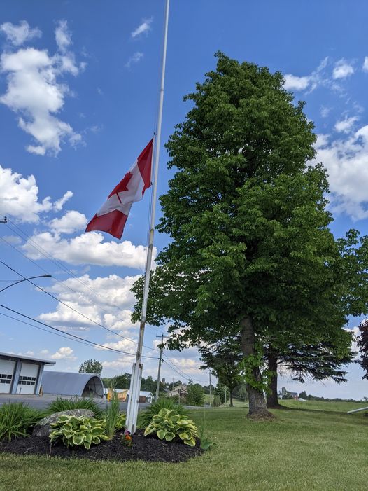 Canadian Flag flying at half-mast