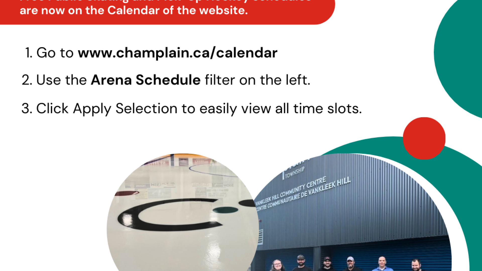 Official opening announcement for 2025-2026 ice season with group photo and logo.
