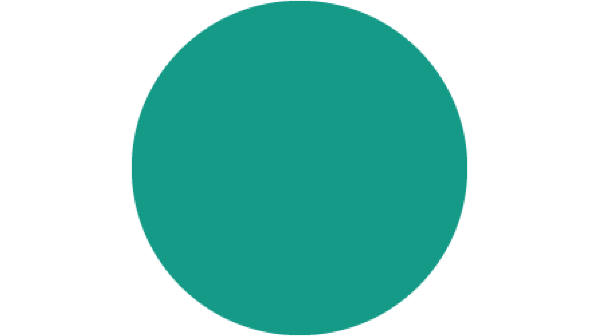 Teal circle on a white background.