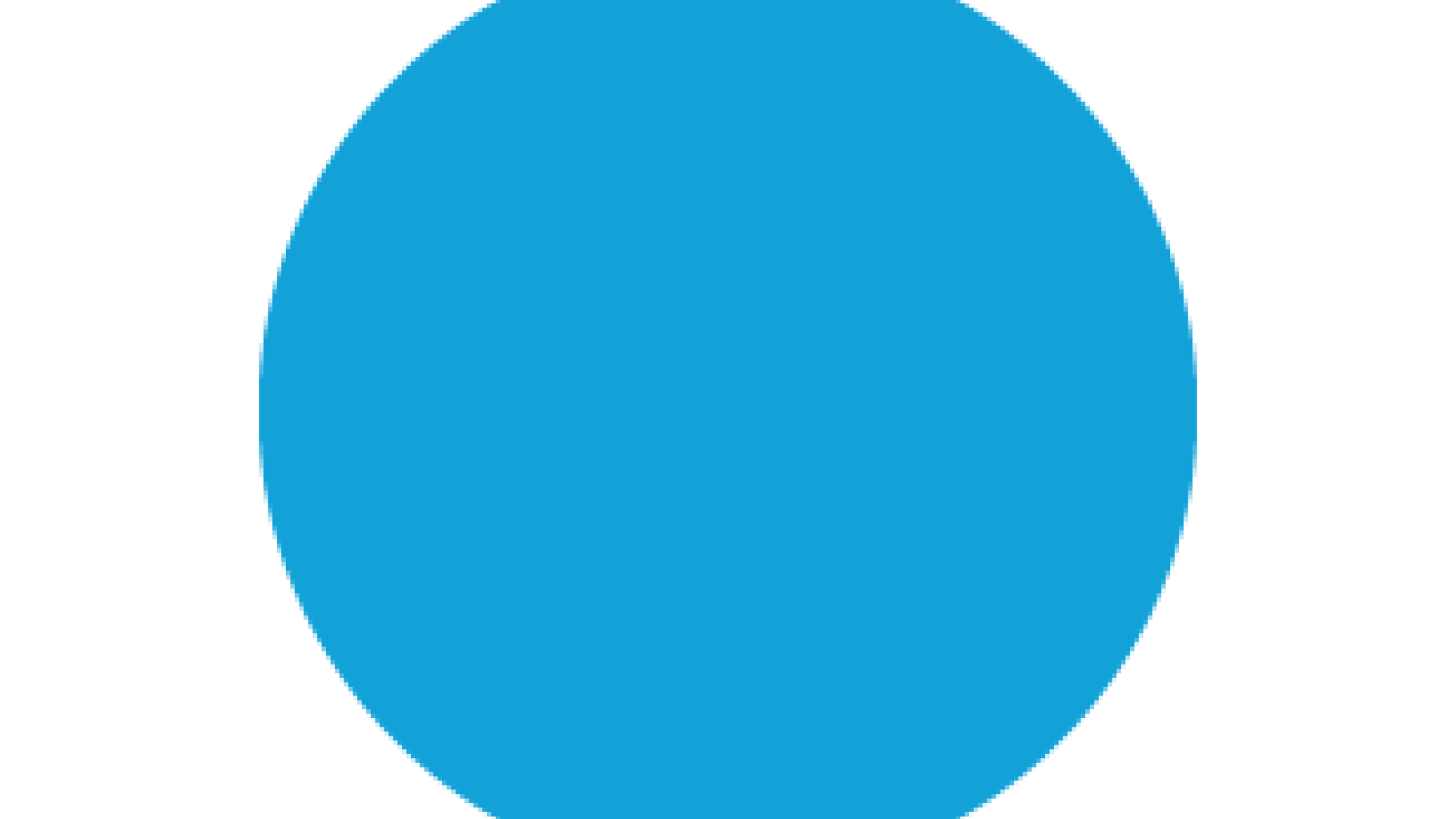 Solid blue circle on a white background.