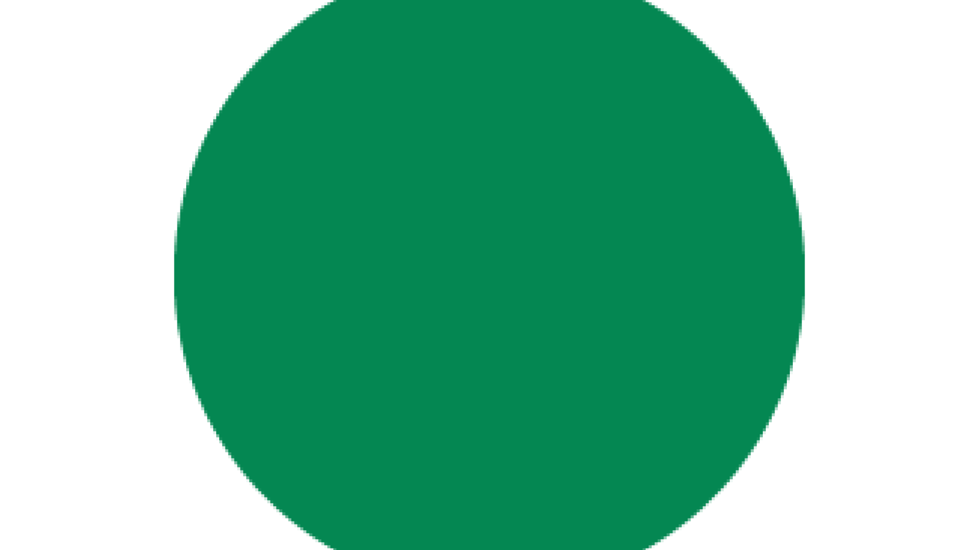 Green circle on a white background.