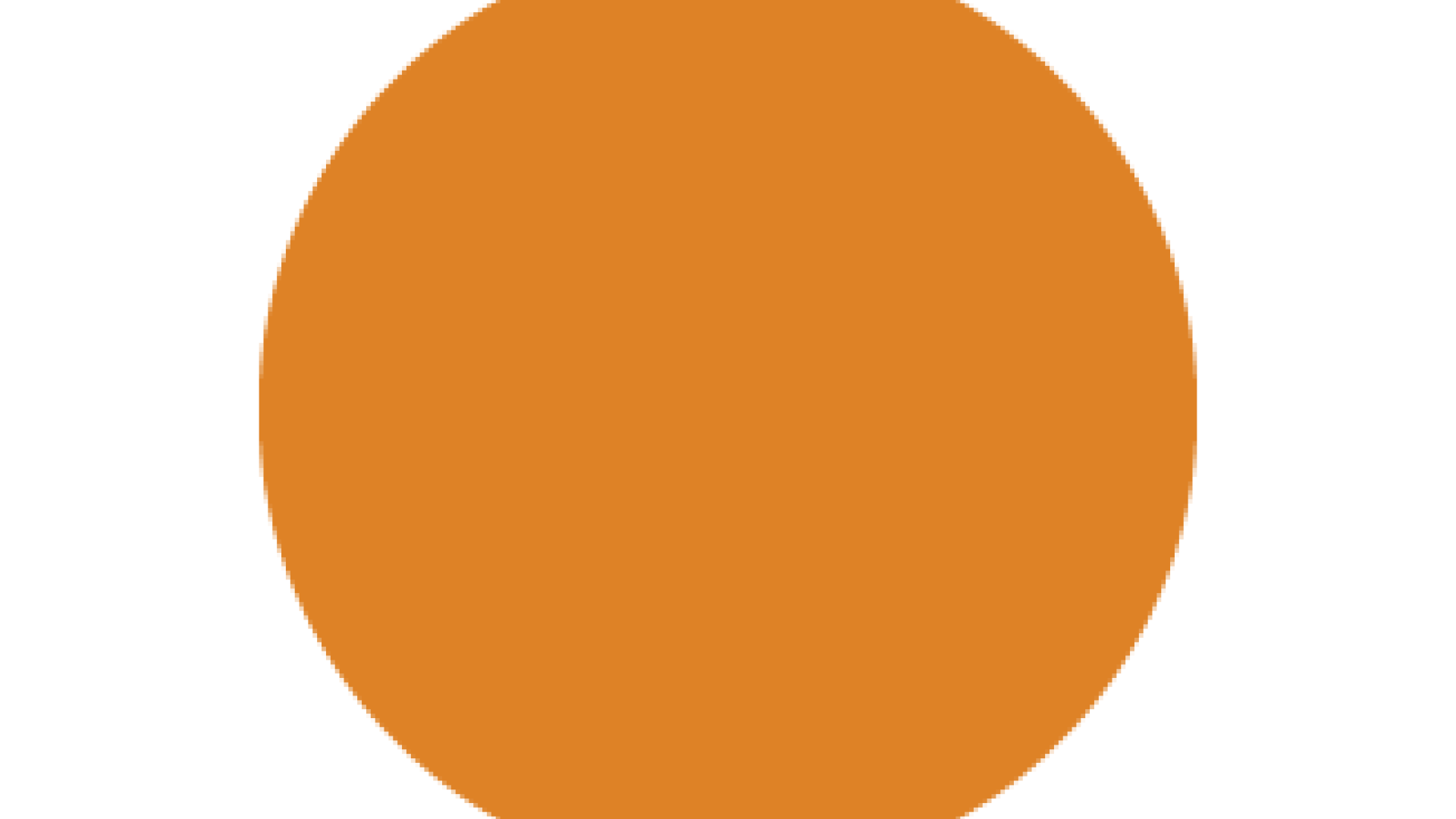Orange circle on a white background.