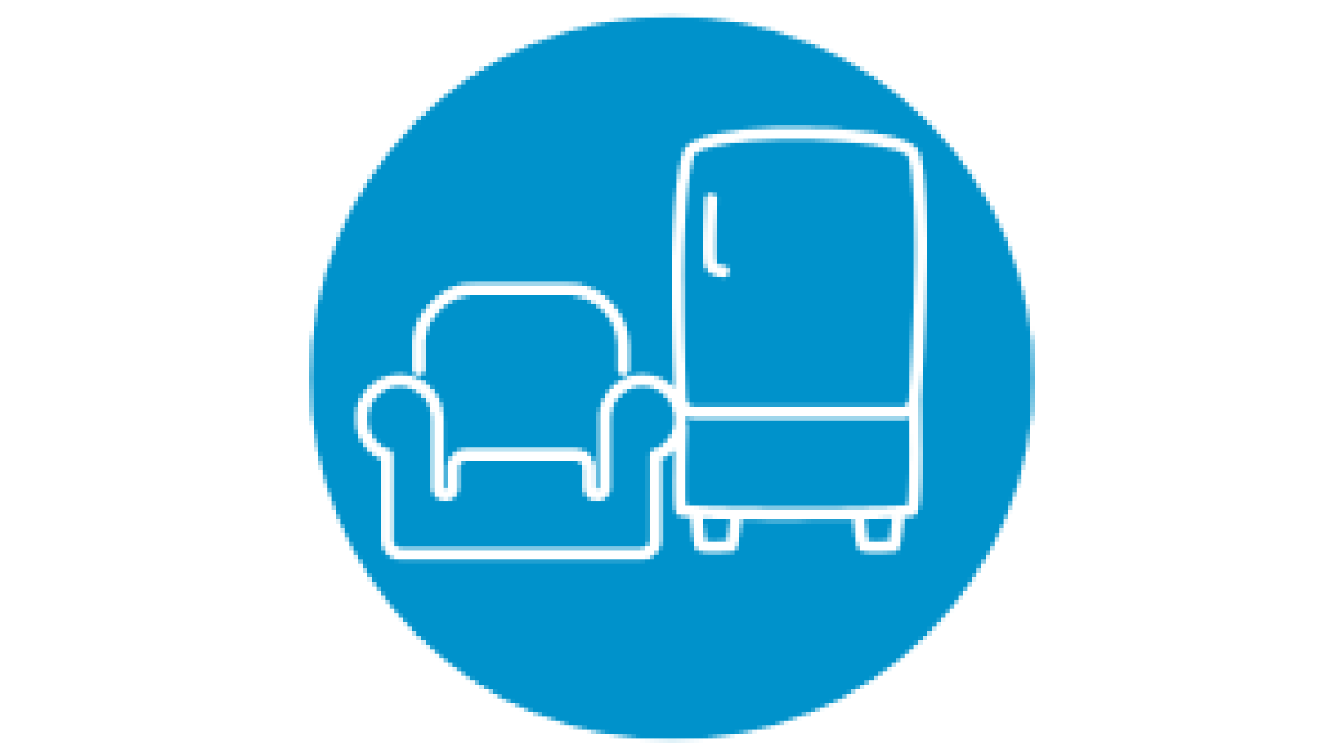 icon of a couch and fridge in a blue circle