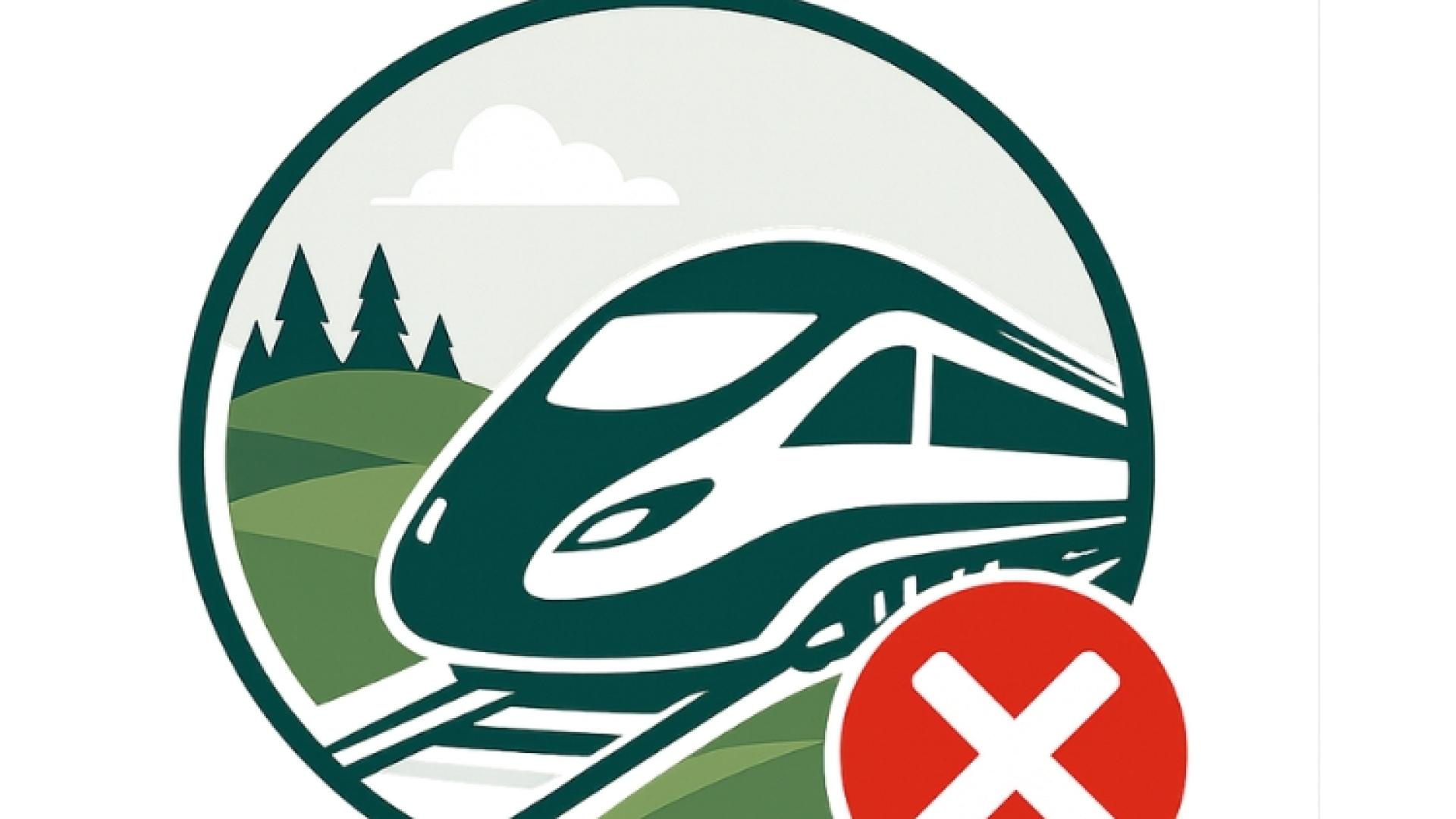 Icon of a train with a red X symbol