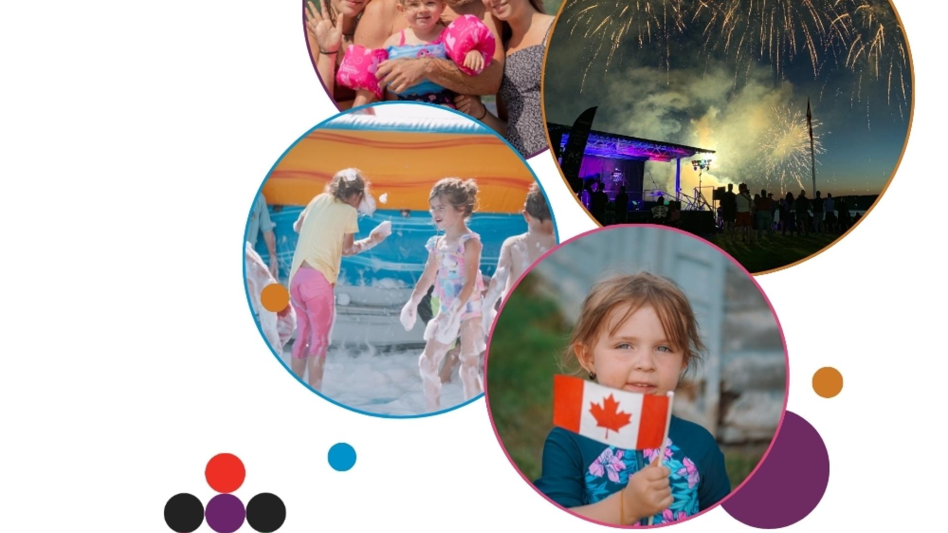 Collage featuring the Champlain logo and colorful circular photos of people, nature, and community activities.