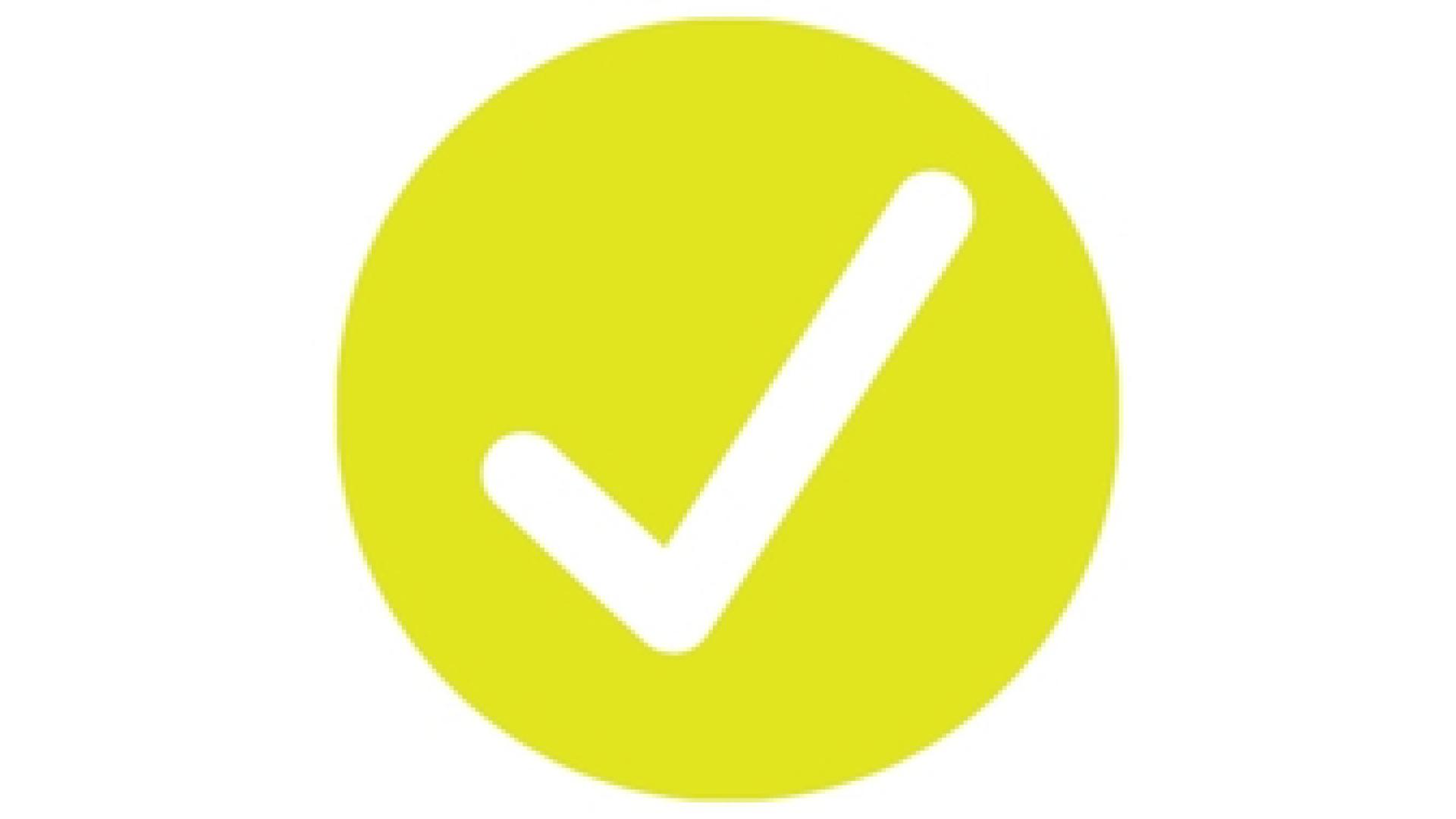 white check icon in a yellow circle