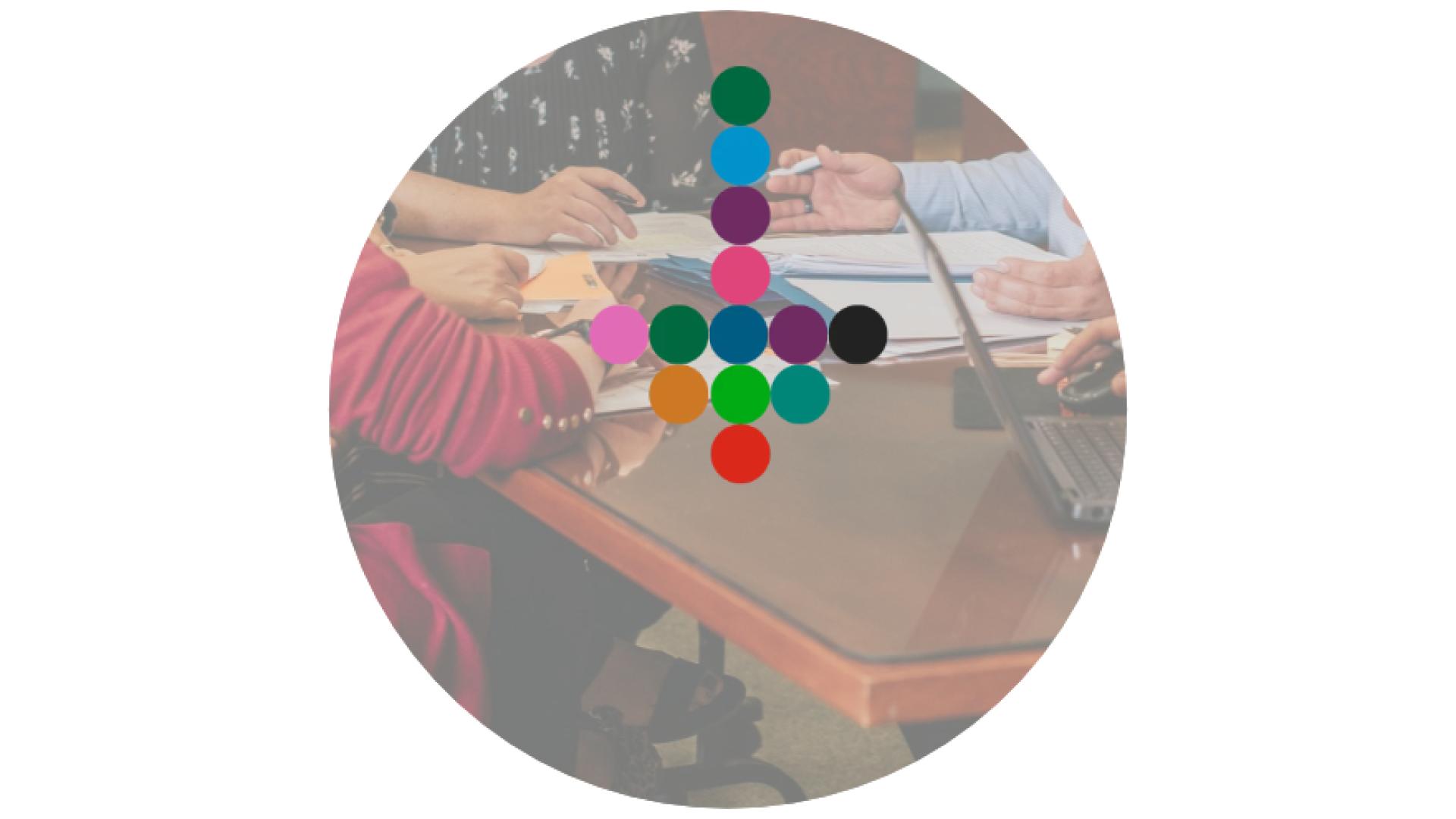 Champlain Township logo featuring a photo of people participating in a committee meeting.