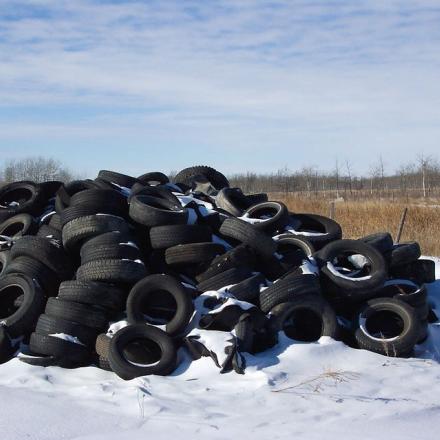 pile of tires in a landfill