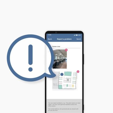 phone on a report form open and a speech bubble with an exclamation point over the phone