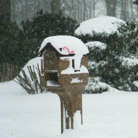 mailbox covered in snow