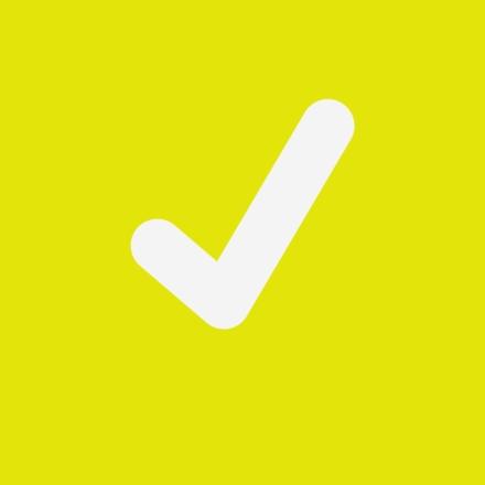 white checkmark on a yellow background