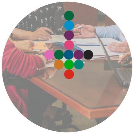 Champlain Township logo featuring a photo of people participating in a committee meeting.