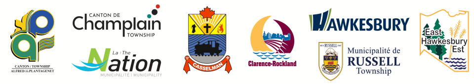 Banner of all logos of the municipalities of Prescott and Russell