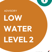 ADVISORY: Low Water Level 2, Champlain logo at bottom.