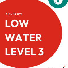 Low Water Level 3 advisory, red circle, Champlain Township logo in corner.