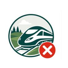 Icon of a train with a red X symbol