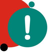 Exclamation point in a teal circle