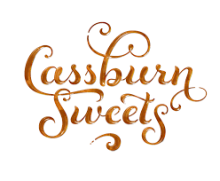 Cassburn Sweets written in cursive in copper like it was maple syrup