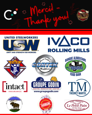 Logos of various companies with "Merci - Thank you!" at the top.