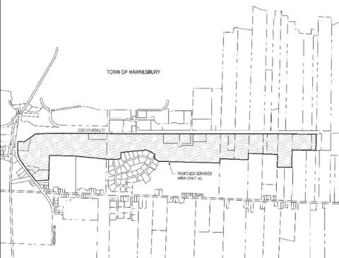 Town of Hensall layout drawing with main roads and boundaries marked.